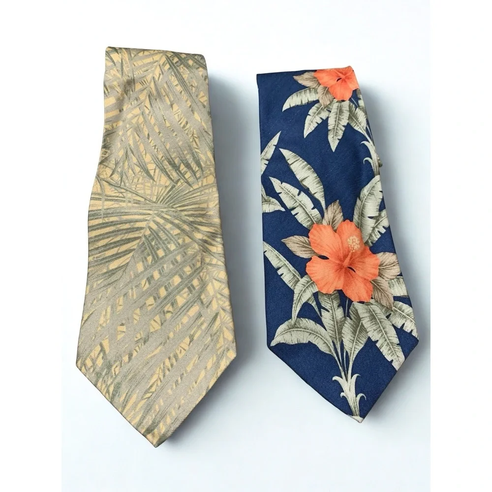 Tommy Bahama Men's‎ Silk Necktie Set of 2 Graphic Vacation Logo